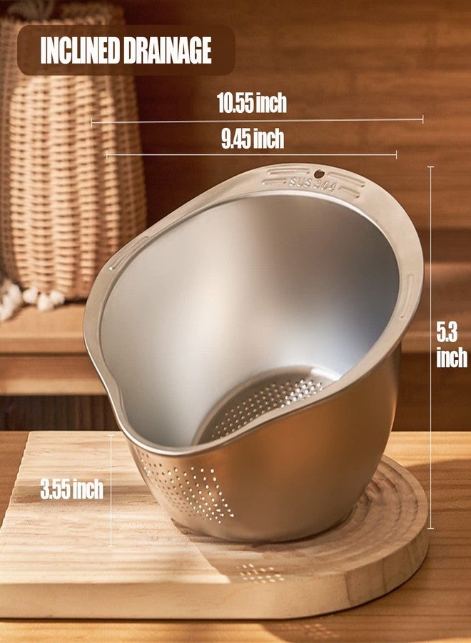 DOPMEP Rice Washing Bowl with Strainer Quinoa Washer and Strainer Bowl, Stainless Steel Side Drainers Colander for Cleaning Fruits, Vegetables, and Beans - Versatile Kitchen Tool - Image 2